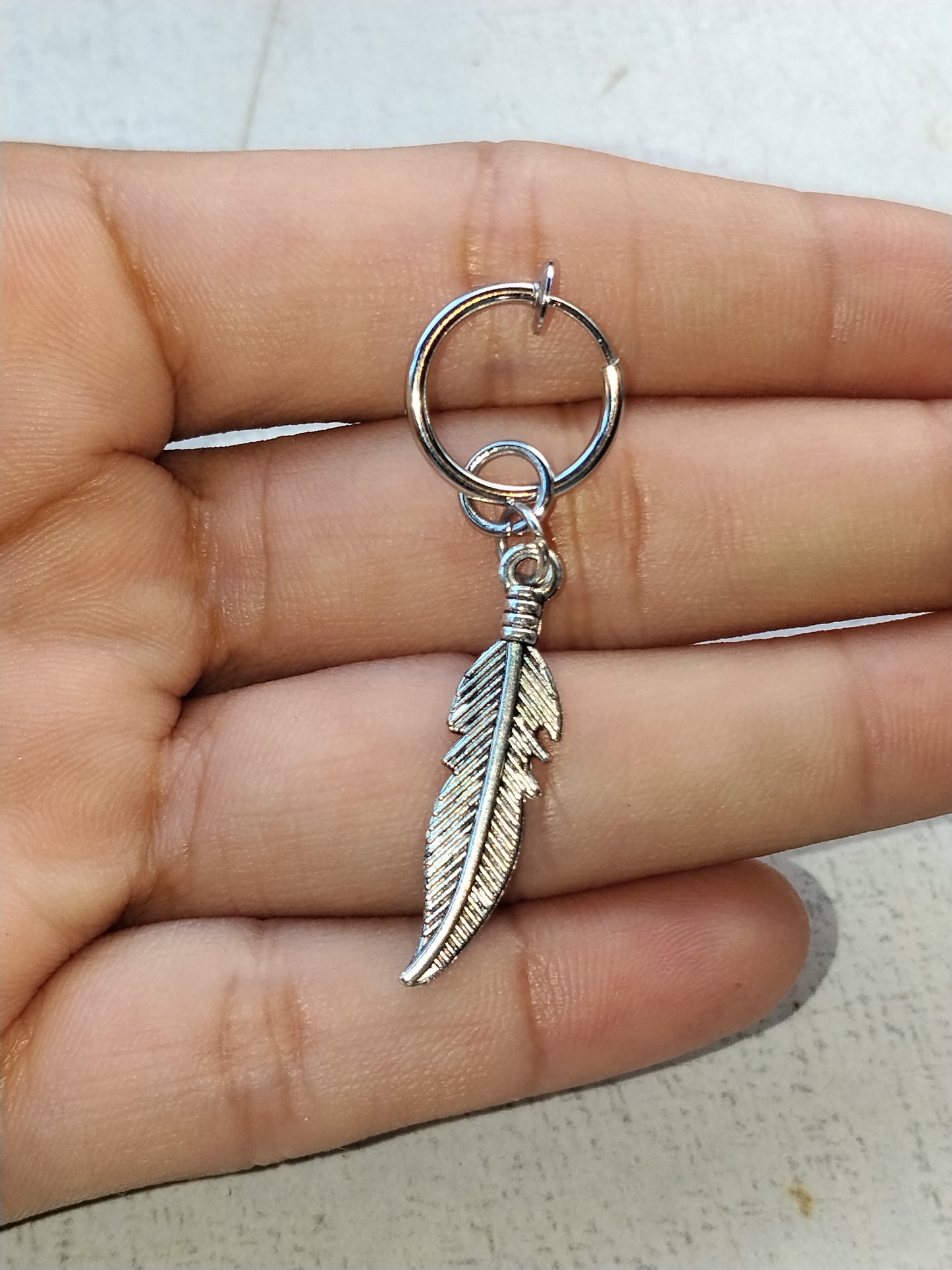 Feather Drop Hoop