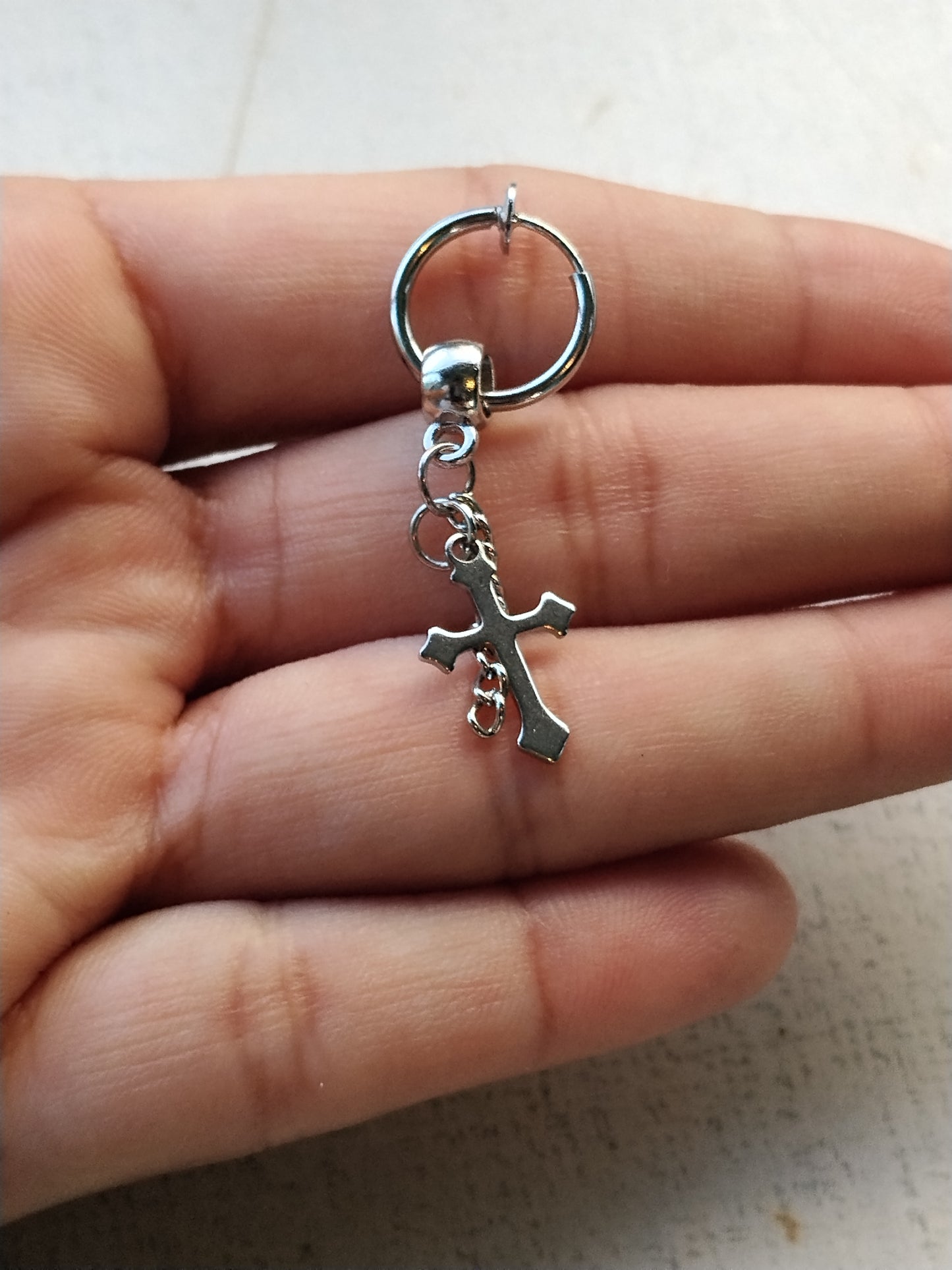 Cross + Chain Hoop